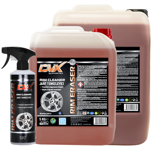 Acid wheel cleaner removes grease, brake dust, oxidation, and heavy dirt.