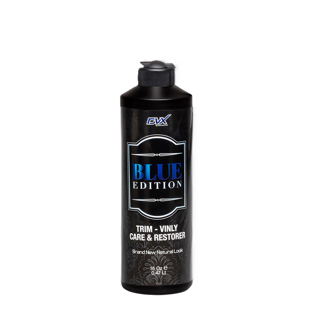 Silicone-based plastic and vinyl restorer with anti-static and UV protection for long-lasting shine.

Car trim restorer for door panels, tires, and engine surfaces with protective black finish.